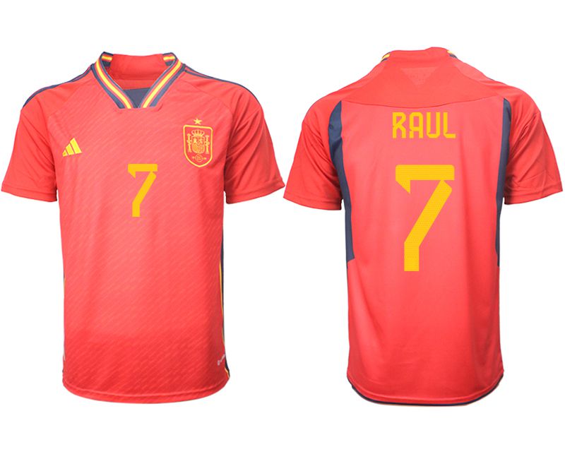Men 2022 World Cup National Team Spain home aaa version red #7 Soccer Jerseys->spain jersey->Soccer Country Jersey